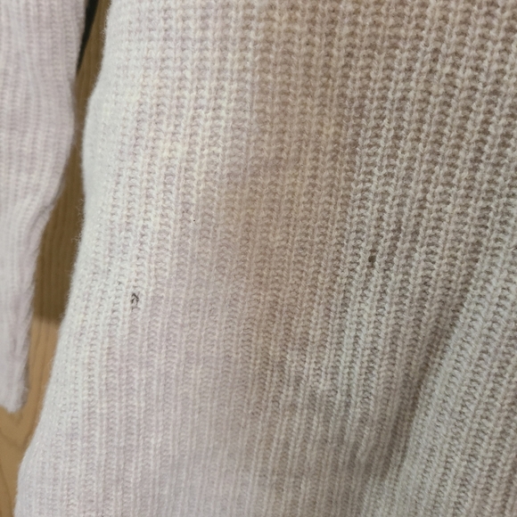 Madewell Merino Wool Leather Elbow Patch Nude Beige Knit Crewneck Sweater - Picture 3 of 4